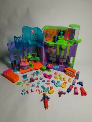 Polly Pocket Magnetic Cafe Mall Boutique Hair Salon W/ Accessories Mattel 2004