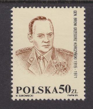 Poland Sc Footnote After 2907a Mnh.  1989 50z Unissued Gen.  Grzegorz Korczynski,