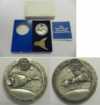 Medallic Art Co Apollo - Soyuz Test Program Silver Medal English/russian 2.  5 " Astp