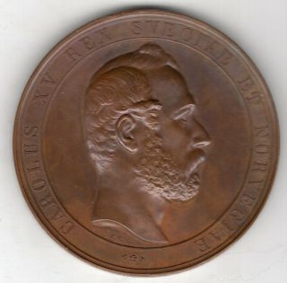 1868 Swedish Medal To Honor Charles Xv,  King Of Sweden,  Engraved By J.  Ericsson