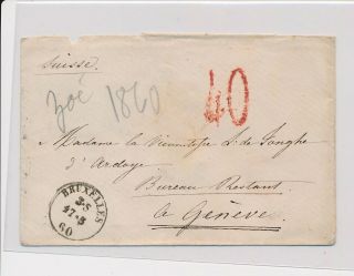 Lm36861 Belgium 1860 To Switzerland Cover With Good Cancels