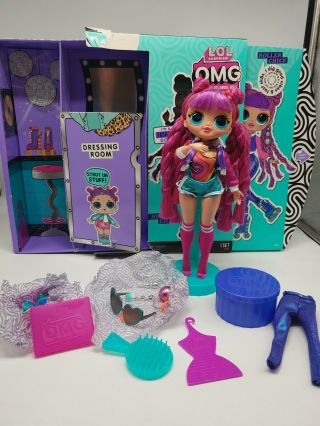 Lol Surprise Omg Roller Chick 10 " Doll Stand Big Sister Series 3 Disco Open Pack