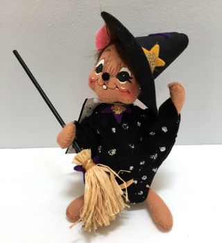Annalee Halloween Cackle Mouse Witch Broomstick 7 " Doll Macy 