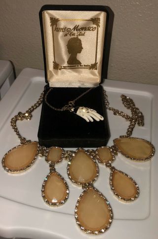 Vintage Michael Jackson Gloved Hand Necklace Rhinestone Bling Necklace