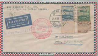 Germany Usa Postal History First Flight Zeppelin Hindenburg Canc Berlin Yr 