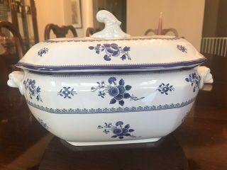 Spode Gloucester Blue Large Rectangular Covered Soup Tureen With Lid.  Y2989.  13”
