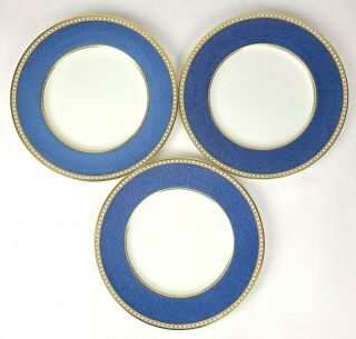 Set Of 3 Wedgwood Ulander Powder Blue Gold Dinner Plates 10 - 3/4 "