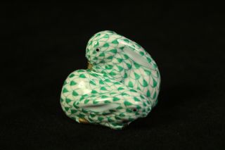 Herend Porcelain Rabbit Bunnies Miniature Figurine Green Fishnet 5324