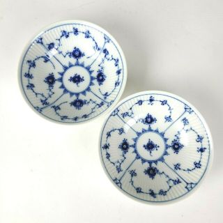 Set Of 2 Royal Copenhagen Blue Fluted Plain Coupe Cereal Bowls 2302 Pristine