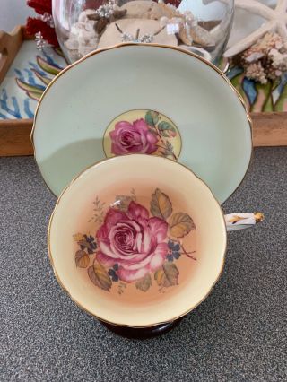 Paragon Floating Cabbage Rose Double Warrant Teacup Tea Cup and Saucer 2