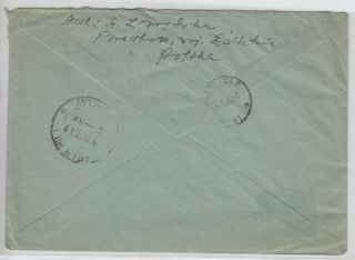 POLAND 1949,  AIR MAIL LETTER FROM PRZEDBORZ TO BOMBEY,  INDIA,  FRANKING 2