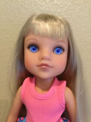 2010 Playmates Hearts For Hearts Lillian Doll Blonde Hair Blue Eyes Dress 14”