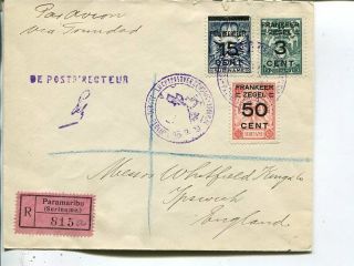 Suriname Reg Airmail Cover To England 25.  9.  1929