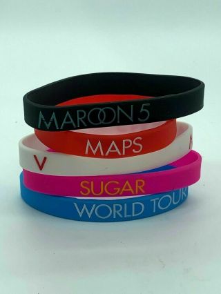 Maroon 5 World Tour 2015 Rubber Bracelets V Animals Maps Sugar 5 Pack Concert
