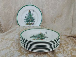Set Of 10 Vintage Spode Christmas Tree 10 1/2 - Inch Dinner Plates England S3324p