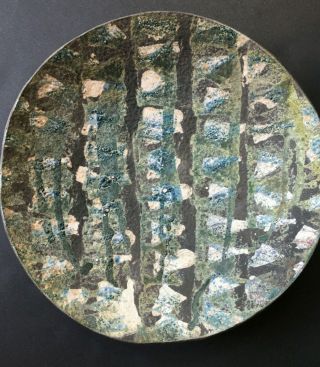 Raku Hand Built Ceramic Bowl Contemporary Art 1 Of A Kind 14 1/2 "