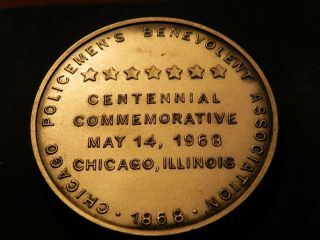 VINTAGE 1868 - 1968 CENTENNIAL MEDAL POLICE PBA CHICAGO 1886 HAYMARKET RIOT COIN 2