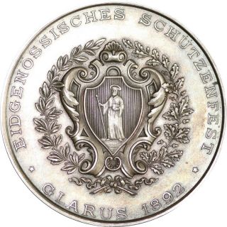Swiss medal.  Shooting Festival Glarus 1892.  By: - Huguenin Frères. 2