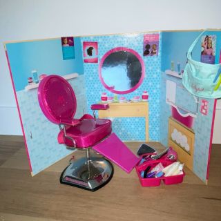 Euc American Girl Doll Hair Salon Spa Set W/chair,  Backdrop,  Accessories