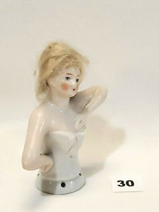 1920 ' s German Porcelain - Young Lady - Pin Cushion Half Doll - Art Deco 2