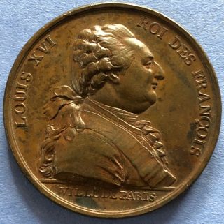 France Bronze Medal Of King Louis Xvi Return To Paris 6th Oct 1789 By B.  Duvivier