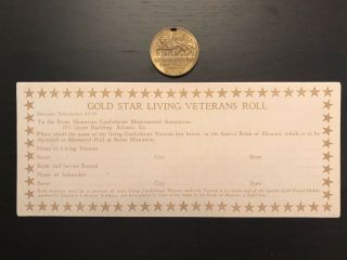 1927 Stone Mountain Living Veterans’ Roll Medal And Order Form Application
