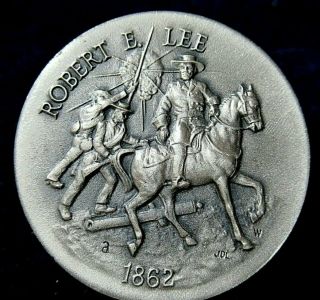 1862 Robert E.  Lee On Horse,  Silver Medal,  Gorgeous Deep Engraving,  1.  1,  Ozt