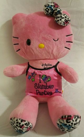 Build A Bear Pink Winking Hello Kitty Slumber Party Top & Bow 18 " Plush Doll