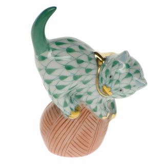 Herend Mischievous Cat Green Fishnet Vhv - 05221 Brand Cute Save$ F/sh
