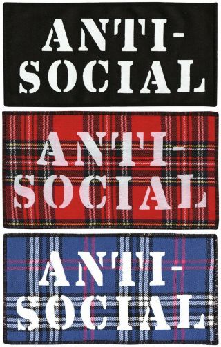 Anti Social Punk Sew - On Patch Punk Rocker 1977 Tartan Anarchy In The Uk