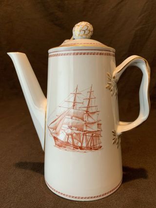 Spode Trade Winds Red Coffee Pot With Lid