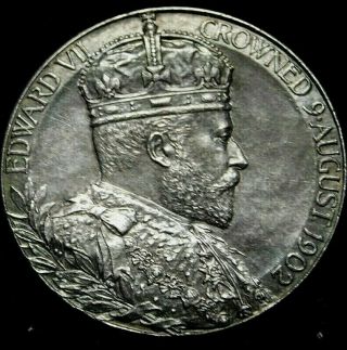 1902 Great Britain Edward Vii &queen Alexandra Coronation Medal Silver A48 - 343