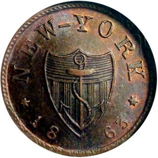 1863 York City Civil War Token Ed Schaaf Union Shield Ngc Ms64 Rb