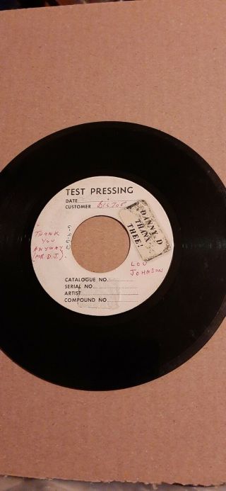 Lou Johnson " Thank You Anyway " 1962 Bigtop Records Rare Test Pressing Soul 45
