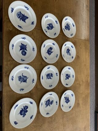 Set 12 Royal Copenhagen Blue Flowers 6 1/4 Bread & Butter Plates 10/8092 Braided