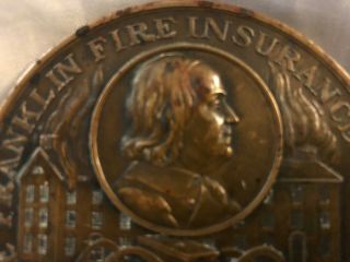 Antique Medal 1919 Franklin Fire Insurance Company 90th Anniversary Bronze Paper 2