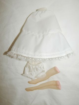 Vintage Madame Alexander long white slip - panties - & stockings for Cissette 2