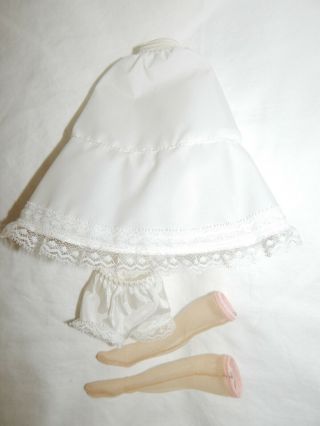 Vintage Madame Alexander long white slip - panties - & stockings for Cissette 3