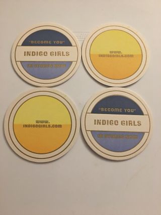 Set Of 4 Indigo Girls Authentic Promo Beer Coasters Become You Album 2002