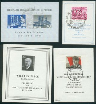 East Germany Set 4 Block´s Mi.  - No.  10,  14,  16,  18 Chemie,  Pieck,  Thälmann,  Berlin 1954