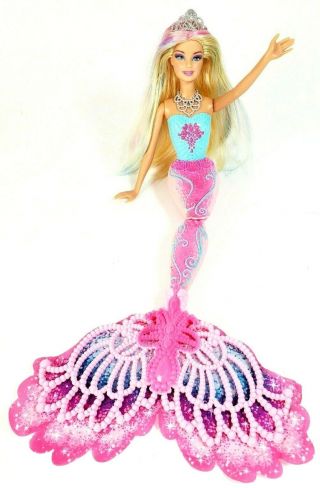 Barbie Dreamtopia Jewels Mermaid Doll Tail Pink Teal Silver Gemstones Headpiece