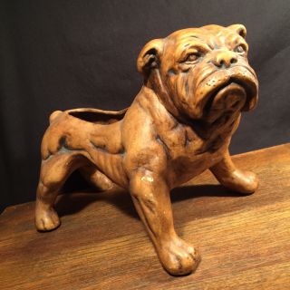 Vintage Bulldog Planter Ceramic Pottery Dog Figurine Large Priority Mail