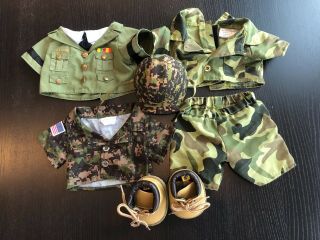 Build A Bear Army Military Camouflage Outfits Work Boots Helmet