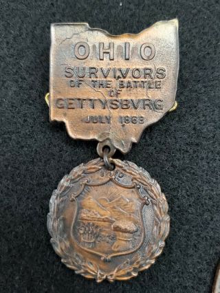 4 Antique Bronze Medal Medallions Gettysburg Survivor,  Lincoln,  Sherman etc 2