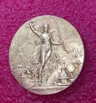1900 Olympic Paris French Art Nouveau Golden bronze medal by Adolphe Rivet 2