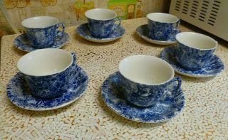 Set of Laura Ashley Chintzware Blue & White Teapot Cups & Saucers 3