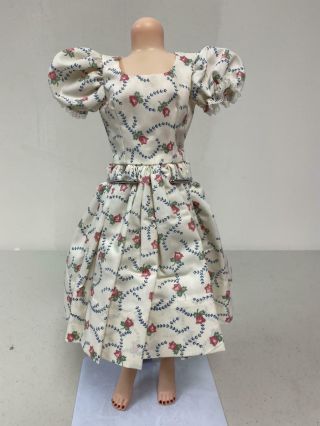 White Dress W Blue/pink Floral Print Made For Madame Alexander Cissy