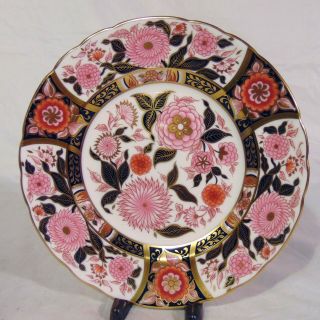 English Royal Crown Derby Porcelain Cabinet Plate 8 1/2 " Pink Bouquet Imari