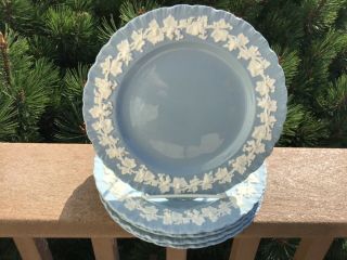 Wedgwood England Queens Ware Lavender Blue Shell Edge Dinner Plates Set Of (4)