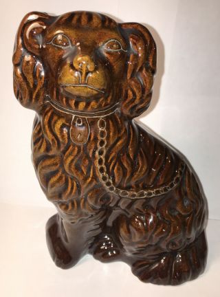 Antique 1897 ‘king Charles’ Brown Spaniel Figurine Staffordshire Style Pottery